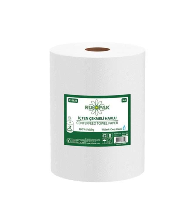 Serviette en papier Core-pull 2 ​​épaisseurs 80M, paquet de 6, 4 Kg